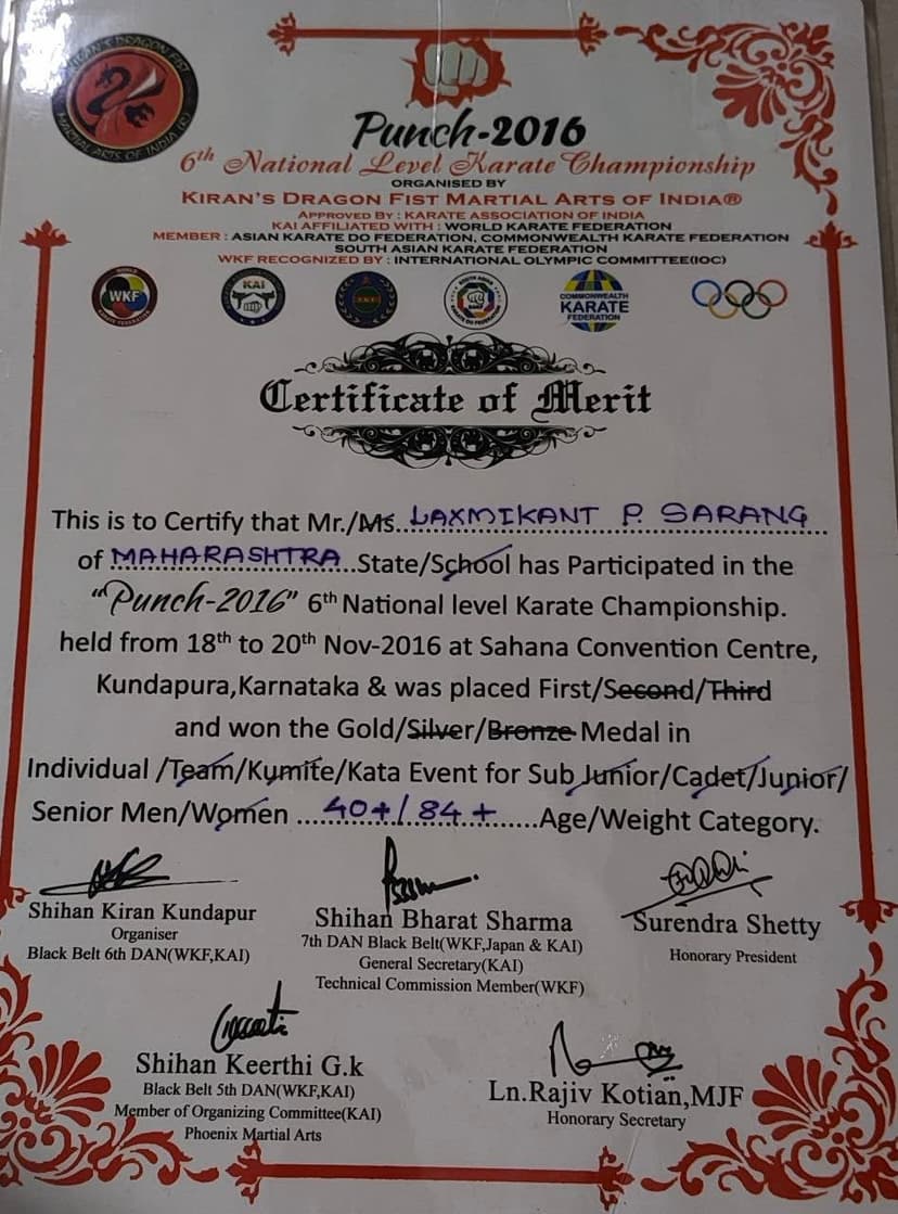 Punch-2016 championship merit certificate