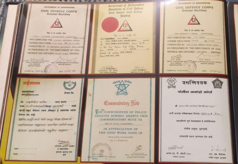 Civil Defence Corps and police commando course certificates