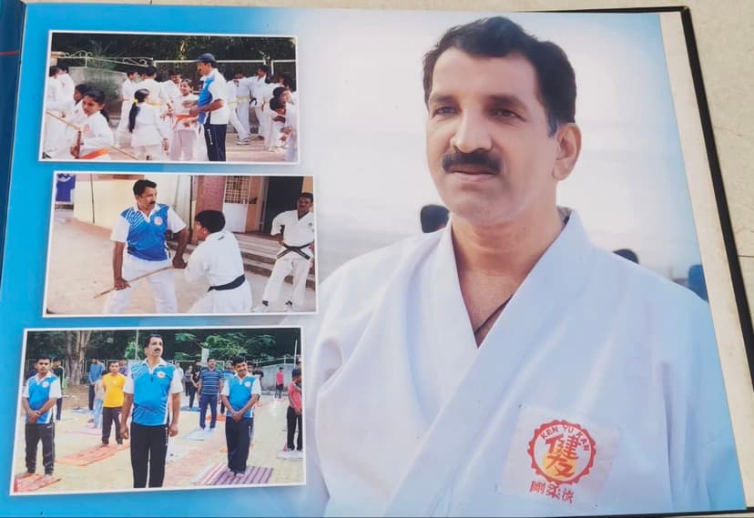 Portrait of instructor teaching children outdoors